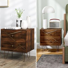 Bedside Cabinets x 2 Bedroom Table Set Pair Drawers Nightstand Storage Unit