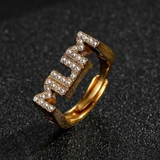 New Premium Gold 18K GF Mum Adjustable Ring with Stones