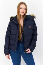 Brave Soul Puffa Jacket Zip Off Detachable Faux Fur trim Hood Puffer Coat