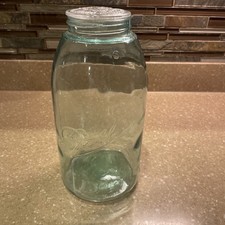 Ball Half Gallon Blue Mason Jar With Glass Lid “1” On The Bottom, Air Bubbles