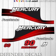 Mercury 90 HP Four Stroke outboard engine decal sticker RED set reproduction