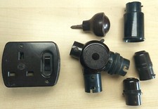 Vintage Antique Bakelite MK5394 13amp Socket & PHB B22 Light Adapter plus knob