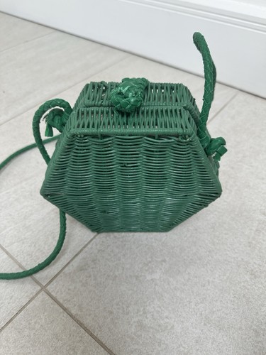Zara green rattan wicker bag - zara,
