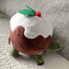 Green Turtle Plush Soft Toy Christmas Pudding Tortoise Decoration Figure Aldi 8”