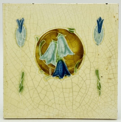 Antique fireplace tile - tile, by
