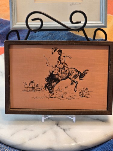 Vintage bei wood plaque cowboy - wood,