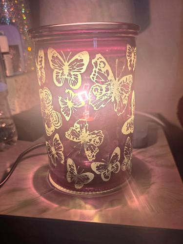 Purple glass butterfly pattern - purple,