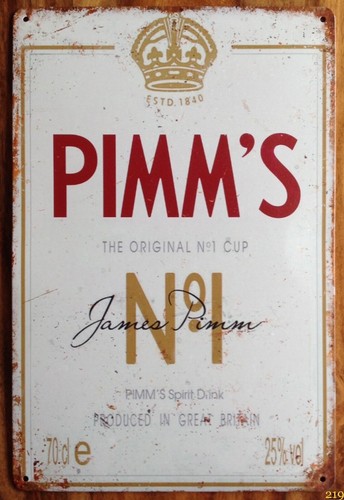 Pimms metal sign - metal, man