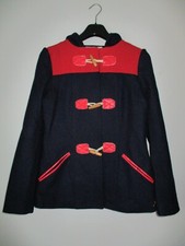 Ness Bess Duffle Jacket Womens Size UK 10 Blue Tweed Hooded Coat Toggles