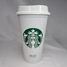 Starbucks Official White Reusable Travel Plastic Hot Cup Recyclable 