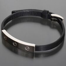 Cartier Love Bracelet Leather Beautiful K18WG Au750 23cm White Gold E1662