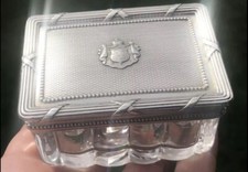 Faberge Russian Imperial Silver Gilt Square Vanity Box