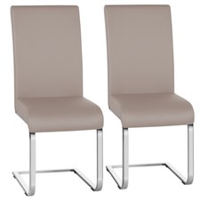 Dining Chairs 2pcs Leather Padded Seat w/Metal Legs Home Kitchen Cafe Furniture