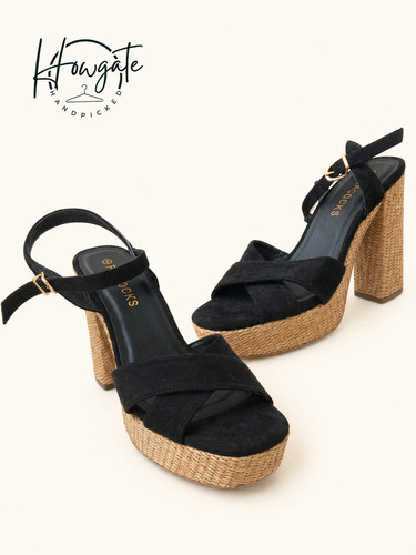 Black espadrille platform high - platform,