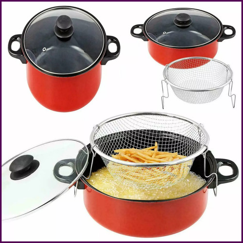 Large chip pan with basket - large,