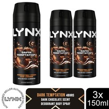 Lynx Body Spray Dark Temptation 48-H High Definition Fragrance Deo, 3x150ml