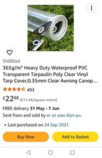 365gsm Clear Tarpaulin Heavy Duty PVC Waterproof Glass Cover Tarp Sheet 1m*2m