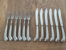 Set 12 Silver Plated “Pistol Handled” Dessert Fruit Knives & Forks