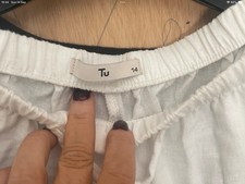 TU White Linen Trousers Size 14