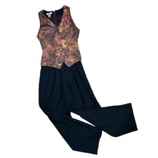 Vtg 80's Jumpsuit Black Bronze