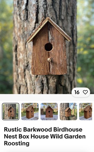 Rustic barkwood birdhouse nest - rustic,