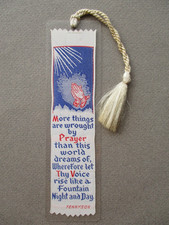 Woven BOOKMARK Religious More Things Are Wrought By Prayer Tennyson Weve a Gift
