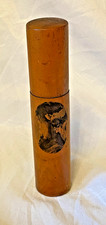 ANTIQUE MAUCHLINE WARE INGLETON TREEN WOODEN CIGAR TRAVEL CASE TUBE not scrap