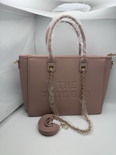 Large pink chain strap tote - pink,