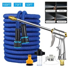 100FT Heavy Duty Flexible Expandable Garden Water Hose Pipe With Water Spray Gun