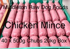 Frozen Dog Food  Chicken Mince 40 x 500g chubs 20kg box. BARF RAW DIET delivered