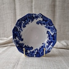Antique Flow Blue Argyle Bowl