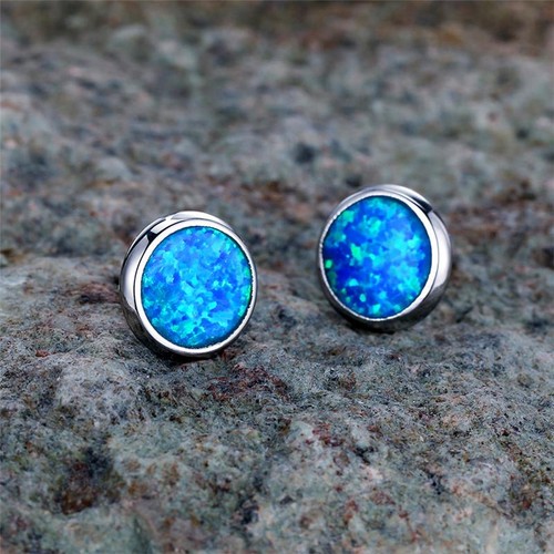 Blue fire opal stone round - opal,