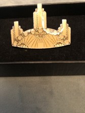 ART DECO CREAM & GOLD ENAMEL ,SKYSCRAPER BROOCH,  PIERRE BEX STYLE