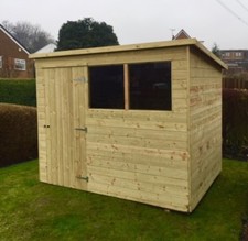 Pent Garden Shed Tanalised T&G Pressure Treated Wooden Hut - 10 Year Anti Rot 
