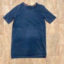 TU Blue Short Sleeve Boxy Dress With Pockets Cotton Blend Denim Look Size 12