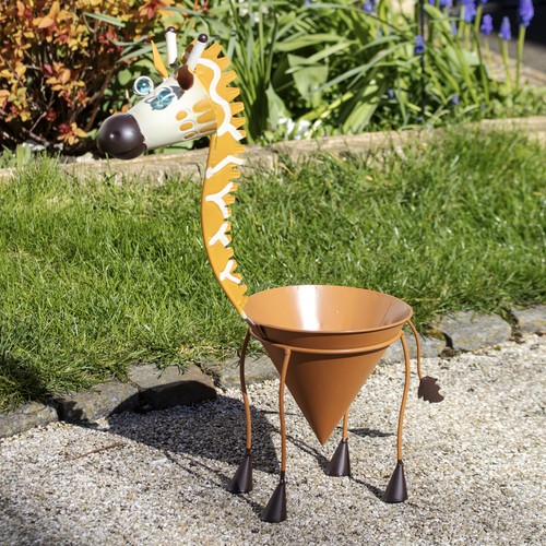Metal giraffe planter garden - planter,