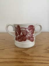 Two Handled 1/2pint Cider Mug/Loving Cup Taunton? Unmarked Apple Motif VGUC