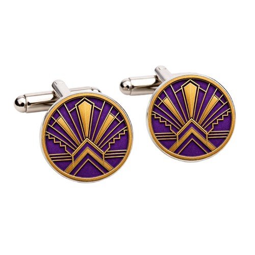 Purple gold art deco - gold, cufflinks