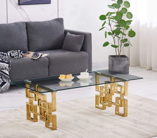 Glass coffee table gold - glass,