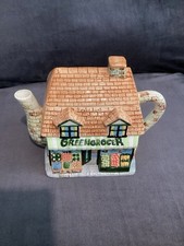 Vintage Ceramic Greengrocer Teapot Hand Painted Cottage Shop