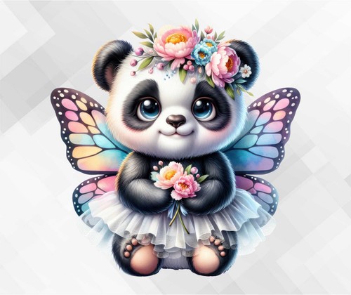 Floral fairy panda wall vinyl - floral,