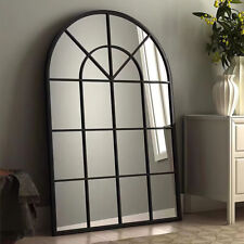106 cm Extra Large black metal framed window style wall mirror paned glass retro