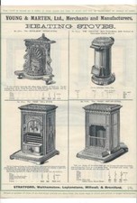 Vintage Architectural Advert Young  Marten Stratford Cast Heating Stoves Mantels