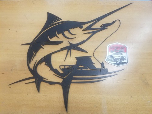 Marlin with boat metal - marlin, wall