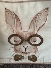 Cottontail Lane Easter Rabbit Beaded/Embroidered Cream Table Runner 