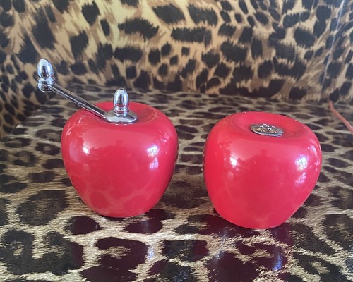 Retro red apple - red, wooden