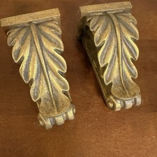 SET 2 Drapery Sconce Corbels Curtain Rod Swag Holder Brackets Gold Finish