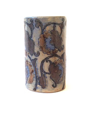 MARTIN BROTHERS SIGNED & DATED PRETTY SMALL FLORAL RARE CYLINDRICAL VASE IN VGC