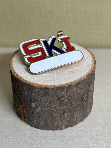 Vintage ski pin - ski, enamel