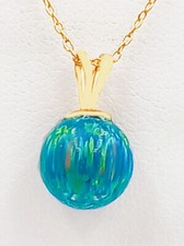GENUINE 1.70 Cts GREEN OPAL PENDANT 14k YELLOW GOLD -NWT -Free Appraisal Service